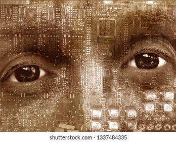 eyes in computer network matrix.  artificial Intelligence.