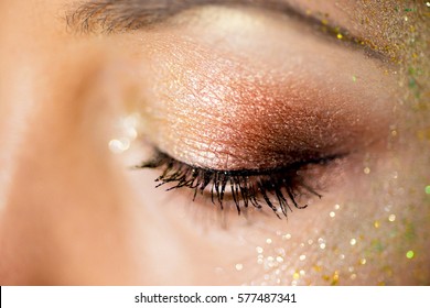 Eyes Painted Sequins Closeup