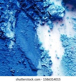 Eyeshadow Cosmetic Powder Scattered. Color Of The Year 2020 Classic Blue. Copy Space. - Image