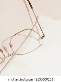 Eyewear Photography. Eye Glasses Creative Concept. The Product Still A Life Concept. Minimal Still Life.                               