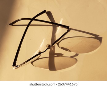 Eyewear with shadow from the sunset