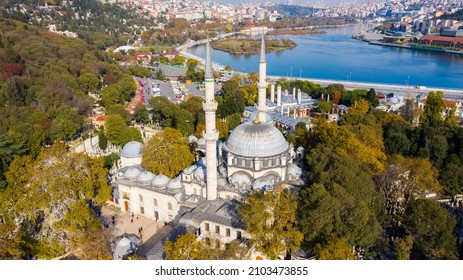Eyup Sultan Camii, Istanbul, Turkey, aerial view of eyup sultan mosque
