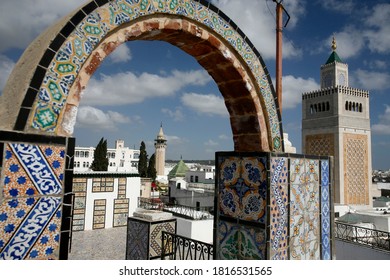 The Ez Zitouna Or Al Zaytuna Mosque In The Medina Of The Old City Of Tunis In North Of Tunisia In North Africa,  Tunisia, Sidi Bou Sair, March, 2009