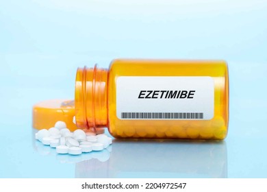 Ezetimibe Drug In Prescription Medication  Pills Bottle