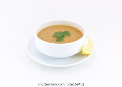 Ezogelin Soup With Lemon Isolated Lentil Soup Mercimek Corba