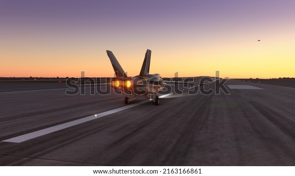 F-18 Maverick\
Top Gun aircraft prepare to take off over the amazing sunset, 2\
Jun, 2022, San Diego,\
California.
