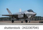 An F-35 Lightning II sits on the runway during the “Maple Thunder” exercise, at North Auxiliary Airfield, Joint Base Charleston, North, South Carolina, January 30, 2024. 