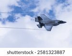 A F-35B Lightning II fighter pilot performs aerial maneuvers during an air show demonstration exercise at Marine Corps Air Station Beaufort, South Carolina, Aug. 17, 2023.
