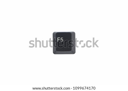 F5, computer key button isolated on white background with clipping path. This key used for reload in many web browsers and other applications.