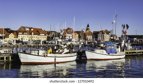 Faaborg Harbour On Funen In Denmark