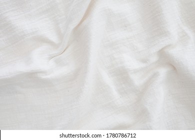 Fabric Backdrop White Linen Canvas Crumpled Natural Cotton Fabric Natural Handmade Linen Top View  Background  Organic Eco Textiles White Fabric Texture