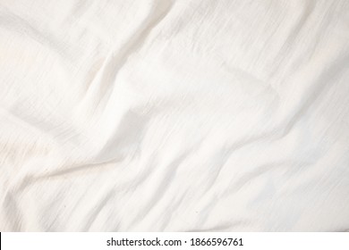 Fabric Backdrop White Linen Canvas Crumpled Natural Cotton Fabric Natural Handmade Linen Top View Background Organic Eco Textiles White Fabric Linen Texture 