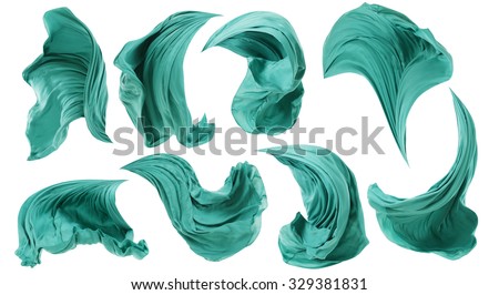 Fabric Cloth Flowing on Wind, Textile Wave Flying In Motion, Isolated over White background