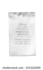 Fabric Composition Clothing Label In English And Russian Languages Isolated Over White