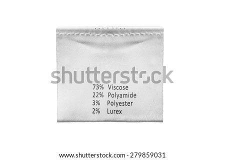Fabric composition label isolated over white
