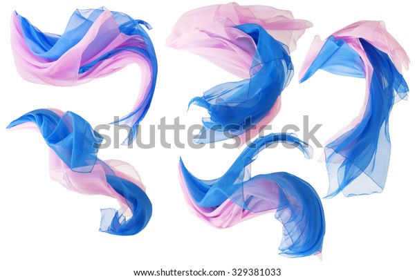 白い背景に布の流れる波 絹のなびく空のサテン ピンク青の背景 の写真素材 今すぐ編集