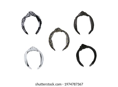 Fabric Headband Set On Isolated White Background, Front View. The Hair Holder.