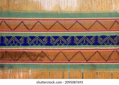 The Fabric Pattern On The Hanging Flag Is A Type Of Lanna Art. Beautiful Fabric Pattern On Tung Of Lanna.