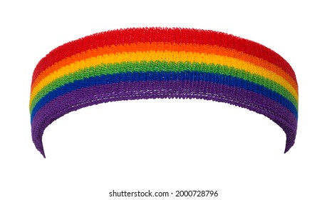 Fabric Rainbow Sweatband Cut Out on White.