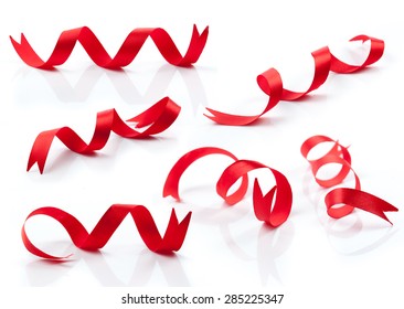 Fabric Red Ribbon On A White Background