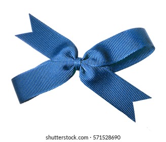 A Fabric Ribbon Bow In Blue Isolated On A White Background