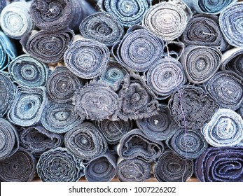 Fabric Rolls Blue Colors Backgrounds