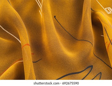 Fabric silk texture, brown abstract drawing. photo studio