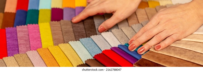 Fabric Swatches Different Colors Stacked Selection Stock Photo