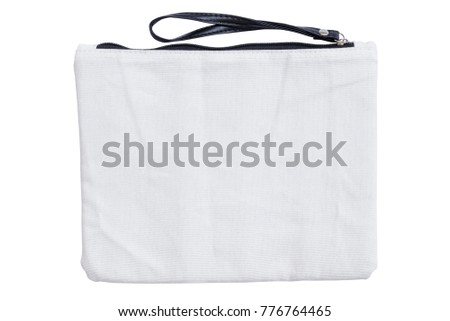 fabric wristlet zipper bag isolated on white background