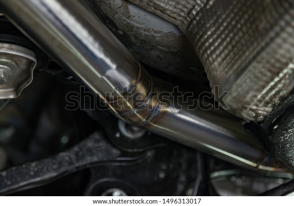 Fabrication and\
installation of a stainless steel car exhaust pipe with a\
bifurcation and a louder sound with a color weld under bottom.\
Tuning and auto service\
industry.