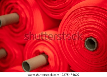 fabrics lined up in a textile factory