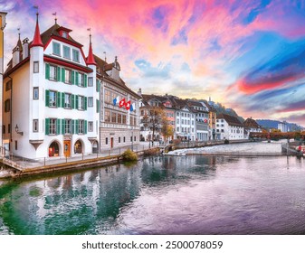 Fabulous historic city center of Lucerne with famous buildings and calm waters of Reuss river. Popular travel destination .  Location: Lucerne, Canton of Lucerne, Switzerland, Europe - Powered by Shutterstock