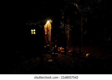 A Fabulous Little Wooden House In The Night Forest