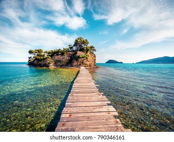 Fabulous spring view of Cameo Island. Sunny morning scene of Port Sostis, Zakinthos island, Greece, Europe. Beauty of nature concept background. - Shutterstock ID 790346161