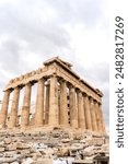 The facade of the acropolis in athens greece