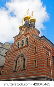 Facade of the Alexander Nevsky Church in Danish capital. The only Russian Orthodox church in Copenhagen, Denmark.