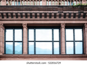facade architectural building with Windows and columns