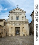 Facade of the Baroque Church of San Rocco in Sabbioneta, Mantova, Italy.