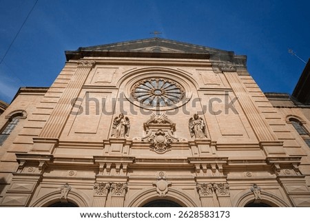 Facade of Basilica del Sagrado Corazon de Jesus of Valencia (Basilica of the Sacred Heart of Jesus), a catholic Gothic Revival church located in Valencia, Spain.