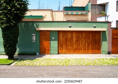facade beautiful house colors latin american, south america, urban, street, lima, exterior - Shutterstock ID 2250629487