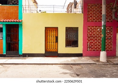 facade beautiful house colors latin american, south america, urban, street, lima, exterior - Shutterstock ID 2250629501