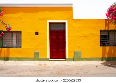 facade beautiful house colors latin american, south america, urban, street, lima, exterior - Shutterstock ID 2250629533