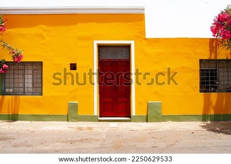 facade beautiful house colors latin american, south america, urban, street, lima, exterior