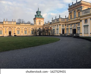 Facade Of The Beautiful Wilanów Palace In Warsaw.