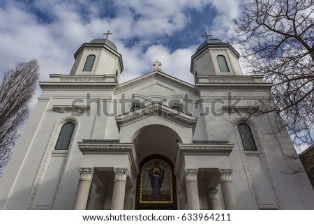 Facade of the Biserica Sfantul Nicolae Tabac church, Bucharest, Romania, Europe
 Imagine de stoc © 