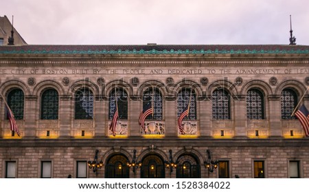 The facade of the Boston Public Library, facing Copley Square