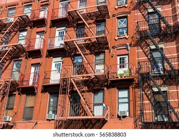 Facade of brick building.