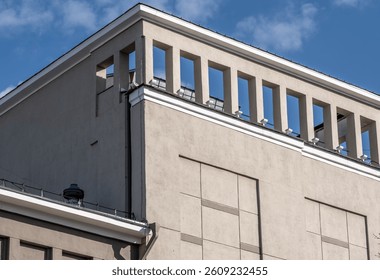 The facade of the building is in the constructivist style.