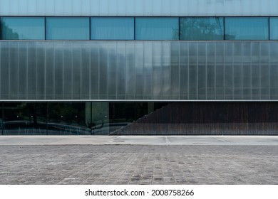 The Facade Of The Building Is Made Of Translucent Polycarbonate In The Style Of Soviet Modernism. 