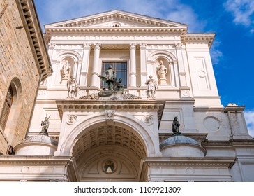 Facade of the Cathedral of Bergamo, Italy on a sunny day